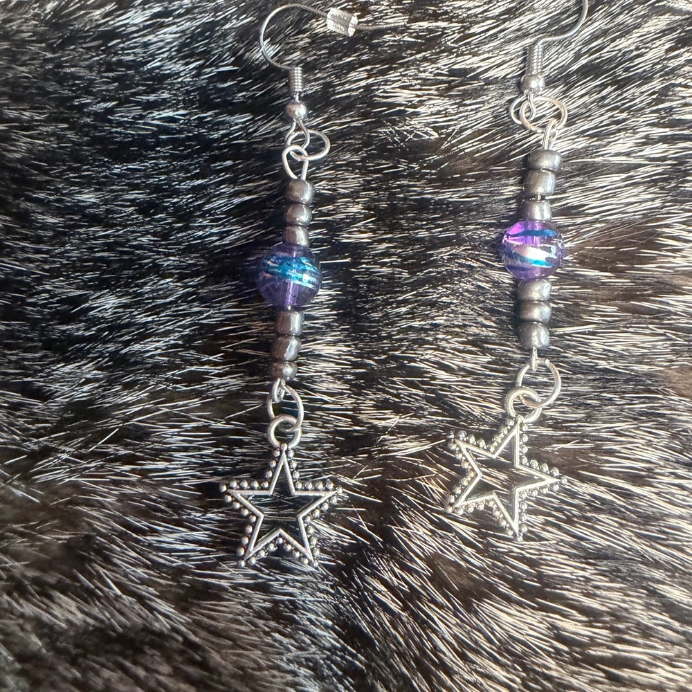 Silver Star Dangle Earrings